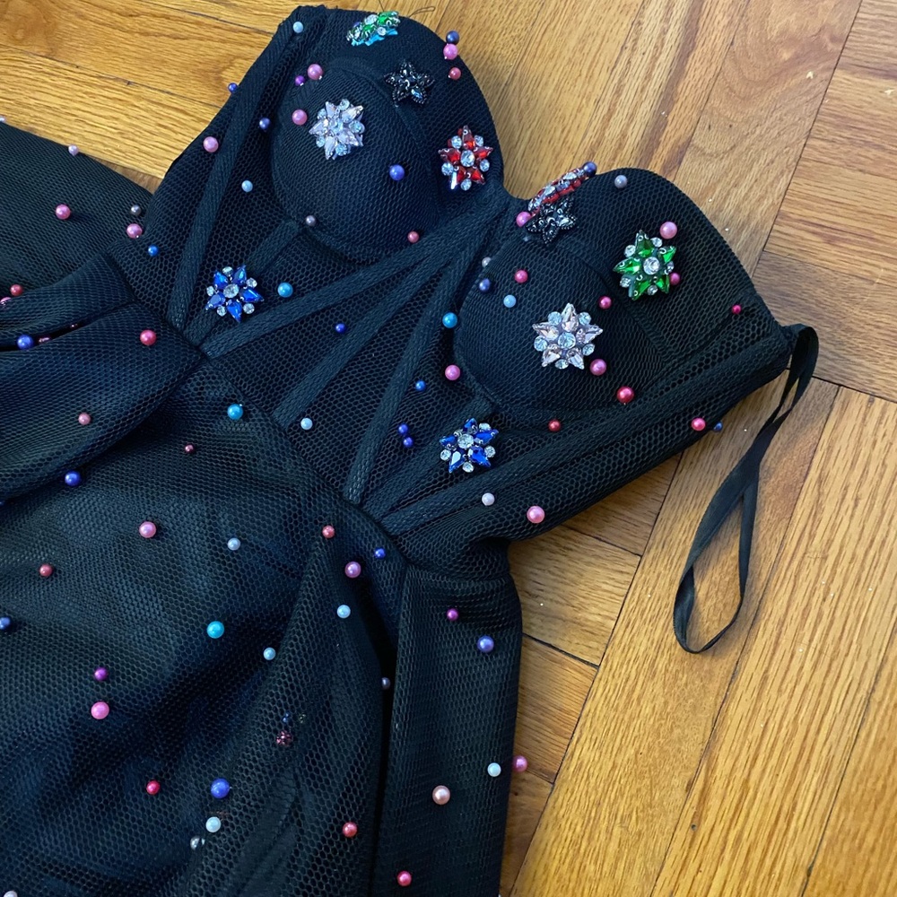 Teuta Matoshi Black Strapless Embellished Ball Gown - Picture 10 of 15